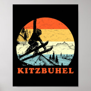 Ski Kitzbühel, Österreich Vintage Schneeskiurlaub Poster