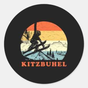 Ski Kitzbühel, Österreich Vintage-Schneeskiurlaub Runder Aufkleber