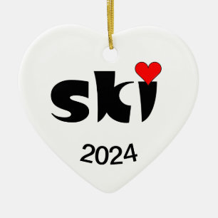 Ski-Kleines Herz Keramik Ornament