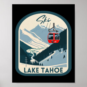 Ski Lake Tahoe Retro Vintage Stil Lake Tahoe Skifa Poster