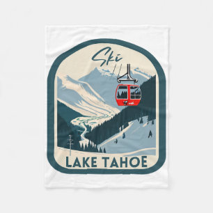 Ski Lake Tahoe Retro Vintager Style Lake Tahoe Ski Fleecedecke