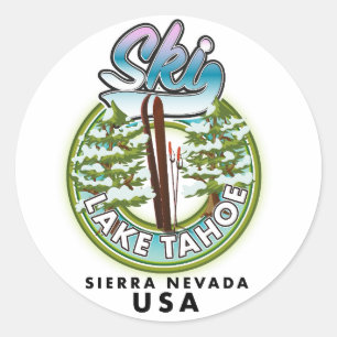 Ski Lake Tahoe Sierra Nevada USA Runder Aufkleber