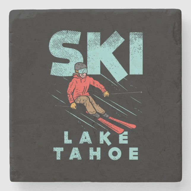 Ski Lake Tahoe Steinuntersetzer (Vorderseite)