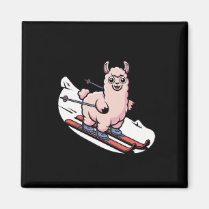 Ski-Lama-Abfahrt-Alpen-Schnee-Süß-Winter-Fahrt Magnet