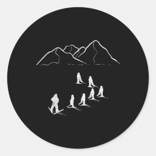 Ski-Lehrer Skifahren Backcountry-Skifahrer Telemar Runder Aufkleber