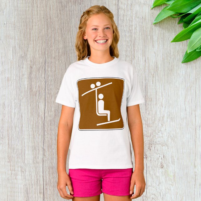Ski Lift Symbol Rustic Winter Sports Icon T-Shirt (Von Creator hochgeladen)
