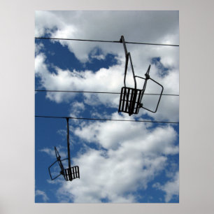 Ski-Lift und Himmel Poster