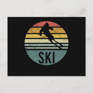 Ski lustiger cooler Skifahrer Retro Vintage Skifah Postkarte