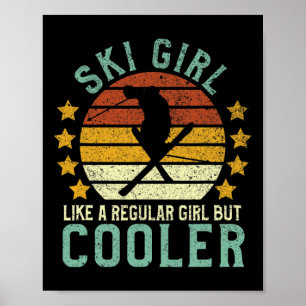Ski-Mädchen Lustiger Skilehrer und Skifahren Poster
