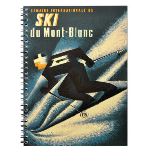Ski Mont Blanc 1951 Vintages französisches Skiplak Notizblock
