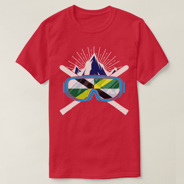 Ski Monterey California Flag Skifahrer Winter S T-Shirt (Design vorne)