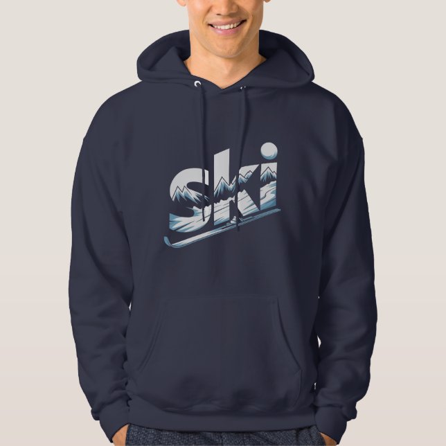 Ski Mountain Graphic Hoodie – Winter Adventure Ski (Vorderseite)