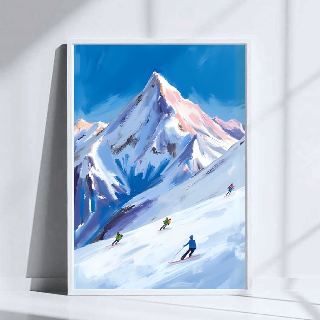 Ski Mountain Slopes Winter Watercolor Poster (Von Creator hochgeladen)