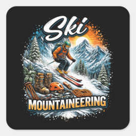 Ski Mountaineering Quadratischer Aufkleber
