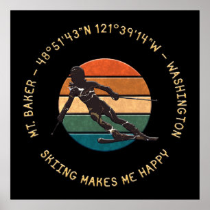 Ski Mt. Baker, Washington - Frauen Skier On Dark Poster