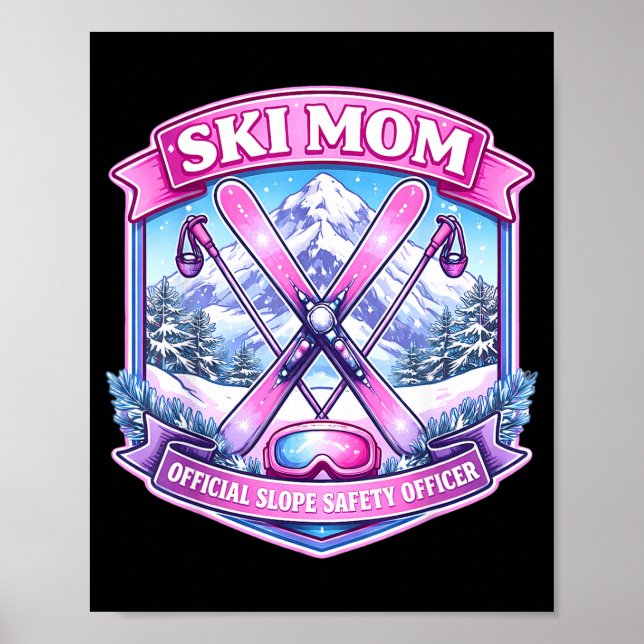 Ski-Mutter Hang-Sicherheitsbeamtin Muttertag Skifa Poster (Vorne)