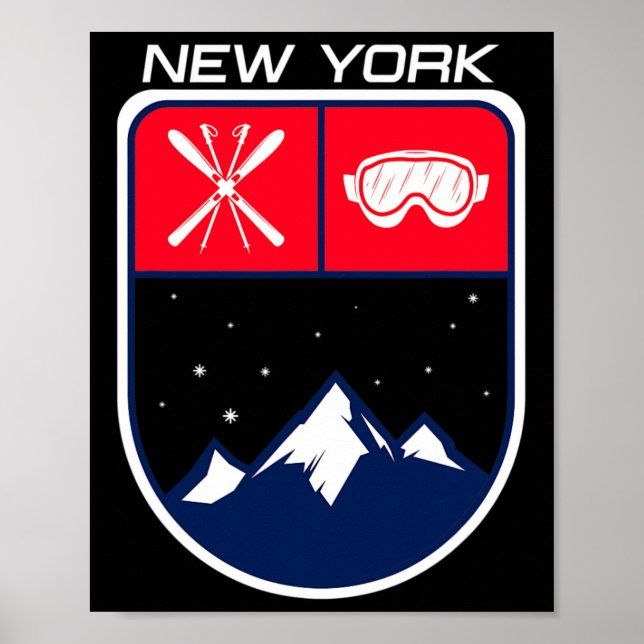 Ski New York Mountain Skipass Skipass Po Poster (Vorne)