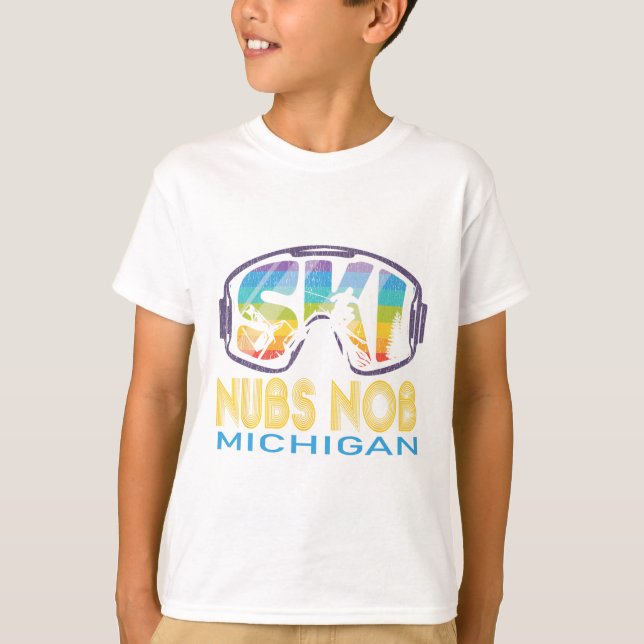 Ski Nubs Nob Michigan Skiurlaub T-Shirt (Vorderseite)