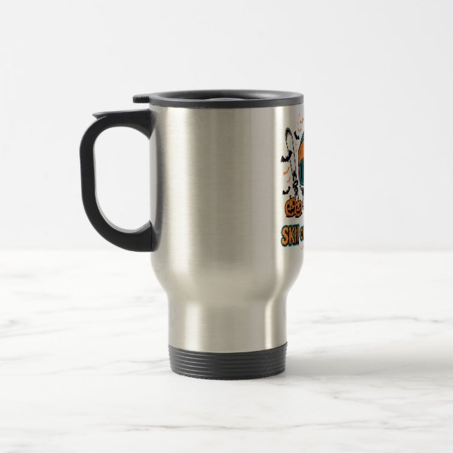 Ski oder Schreie Totenkopf Halloween-Design Reisebecher (Links)