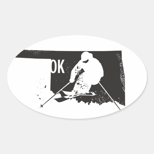 Ski Oklahoma Ovaler Aufkleber (Vorderseite)