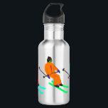Ski Opening Skier Edelstahlflasche<br><div class="desc">Skiöffnung! Cooles Wintermotiv-Design mit Skifahrern, die Skipisten zwischen schneebedeckten Tannenbäumen in den Alpen abfahren. Freeride-Skifahrer tragen farbenfrohe Vintage Retro-Anzüge und fahren mit Skiern auf einem pastellrosa, schneebedeckten Bergland abwärts. Wunderschönes Wintersportspass für Skifahrer im Freundeskreis, bei Kollegen oder in der Familie. Whimsical Skier Kunstwerk Illustration Design. Skifahrer Ski Wohngestaltung, Skiteam, Skicoach...</div>