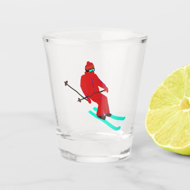 Ski Opening Skier Weihnachten Neujahr Schnapsglas (Vorderseite)