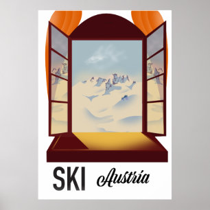 Ski Österreich Fenster Reiseplakat. Poster