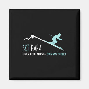 Ski-Papa-Shirt, Lustiges süßes Winter-Ski-Geschenk Magnet