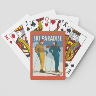 Ski-Paradies Vintage-Druck Spielkarten