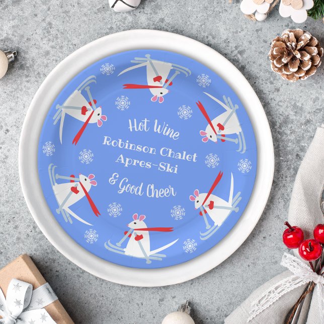Ski Party Apres Ski Weihnachtsmäuse auf Skiern Pappteller (Von Creator hochgeladen)