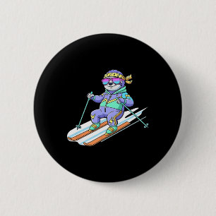 Ski-Patrouille Faultier Retro 80er Alpen-Vibes Sch Button