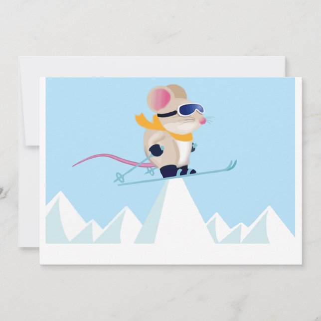 Ski-Patrouillen-Maus in den Alpen Einladung (Vorderseite)