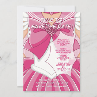 [SKI] Pink Magical Girl Birthday Invitation Einladung