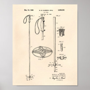 Ski Pole 1966 Patent Art Old Peper Poster