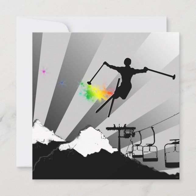 Ski : Regenbogenpulverlauf Einladung (Vorderseite)