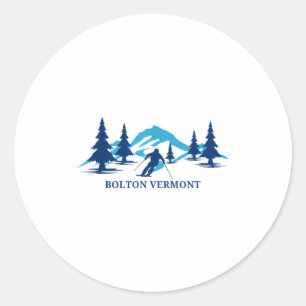 Ski Resort Bolton Vermont Skifahren Skifahrer Runder Aufkleber