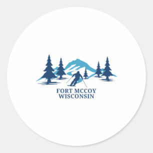 Ski Resort Fort Mccoy Wisconsin Skifahren Skifahre Runder Aufkleber