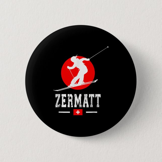 Ski Resort Zermatt Alpen Schweizer Berge Schweiz Button (Vorderseite)