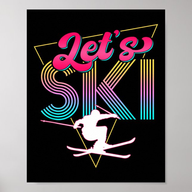 Ski Retro 80er Skiing Party Outfit 90er Skier Poster (Vorne)