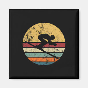 Ski Retro T-Shirt Skifahren Vintage Snowboard Berg Magnet