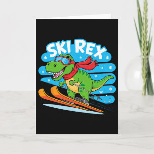 Ski Rex Lustiger Skifahrender Dinosaurier Wintersp Karte