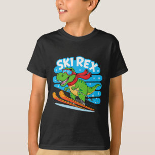 Ski Rex Lustiges Skifahren Dinosaurier Wintersport T-Shirt