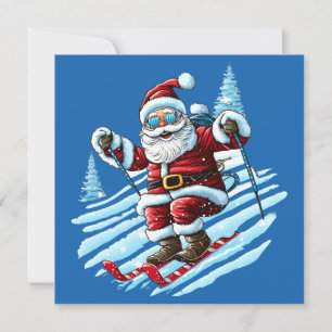 Ski Santa Grußkarte Feiertagskarte