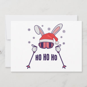 Ski Santa Rabbit mit Weihnachtsmannmütze und Skist Einladung