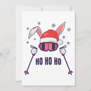 Ski Santa Rabbit mit Weihnachtsmannmütze und Skist Einladung