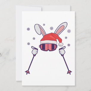 Ski Santa Rabbit mit Weihnachtsmannmütze und Skist Einladung