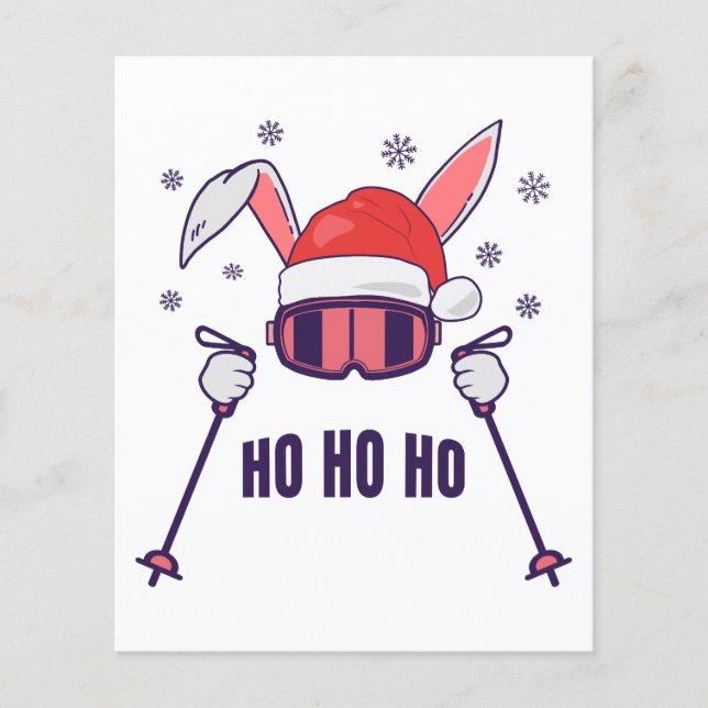 Ski Santa Rabbit mit Weihnachtsmannmütze und Skist Flyer (Vorne)