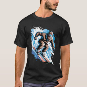 Ski Sasquatch Wintersport Skifahren Lustiger Skifa T-Shirt