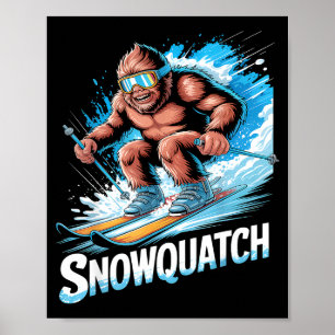 Ski Sasquatch Wintersport Skifahrer lustig Ski fah Poster