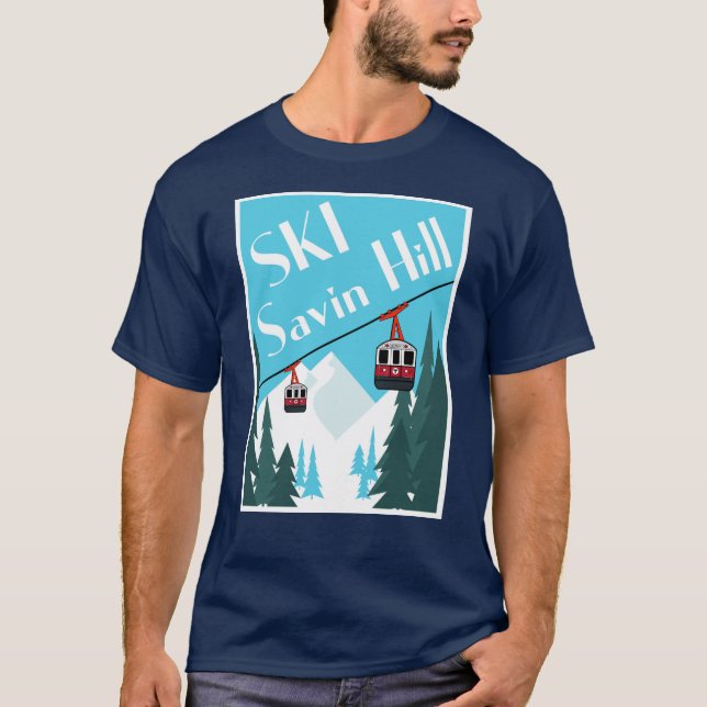 Ski Savin Hill Retro Ski Poster Style T - Shirt (Vorderseite)